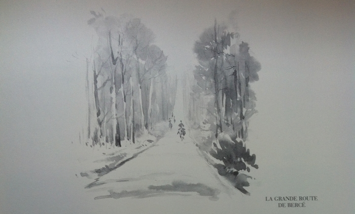 La Grande Route de Bercé - Illustration tirée de l'ouvrage La Vénerie française contemporaine (1914) - Le Goupy (Paris)